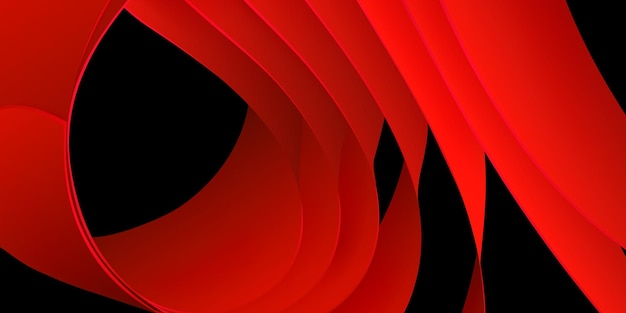 Abstract background of curved volumetric surfaces in red colors