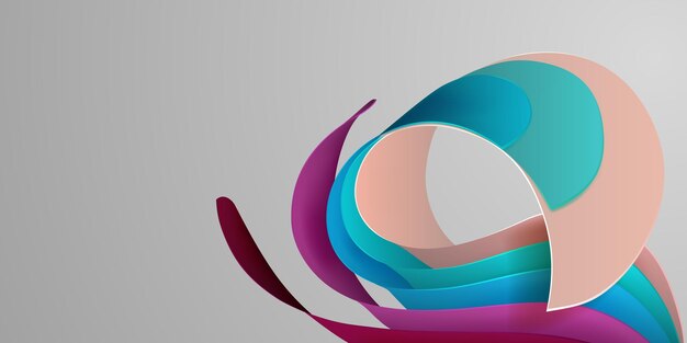 Abstract background of curved volumetric surfaces in various colors