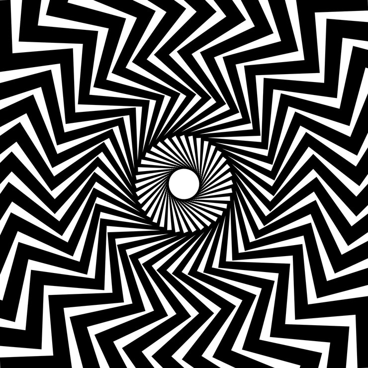 Vector abstract background of curved and zigzag lines coming from the center