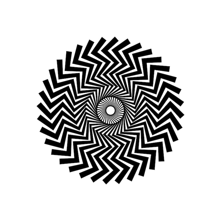 Vector abstract background of curved and zigzag lines coming from the center