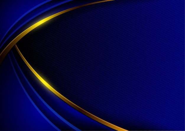 Vector abstract background in dark blue tones with golden curves