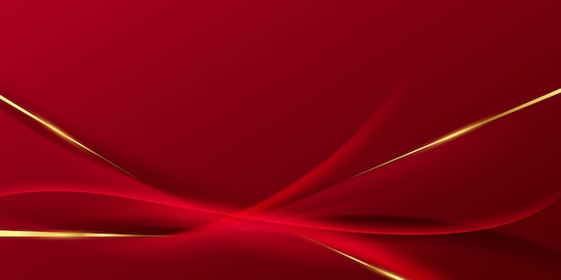 빨간색 기하학적 황금 요소 벡터와 추상적인 배경 디자인