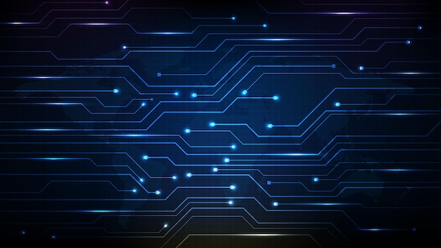 Abstract background of futuristic digital dark blue electronic circuit line