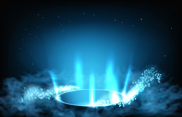 Abstract background of futuristic hud gui display panel tube from hole and smoke