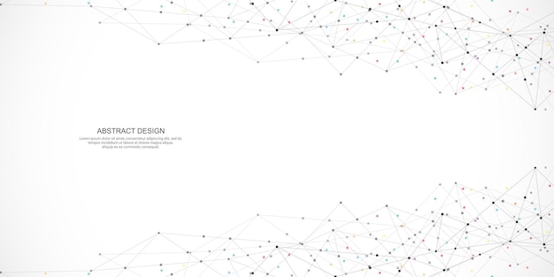 Sfondo astratto e modello geometrico con connessione dei punti e delle linee