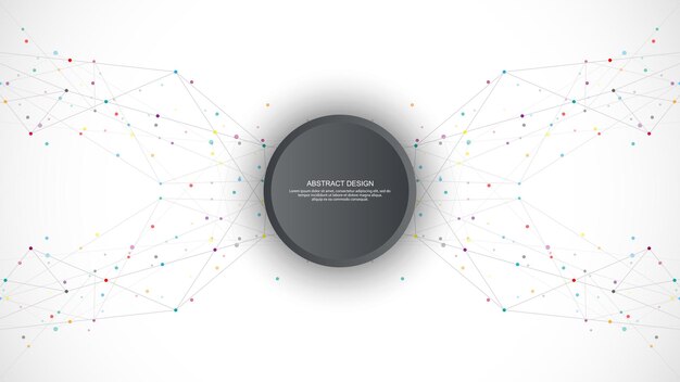 Vettore sfondio astratto e modello geometrico con connessione dei punti e delle linee