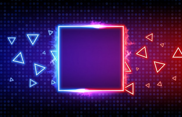 Abstract background of glowing red and blue technology triangle shape