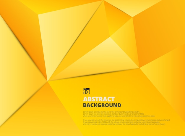 Abstract background of gradient yellow pentagon with shadow.