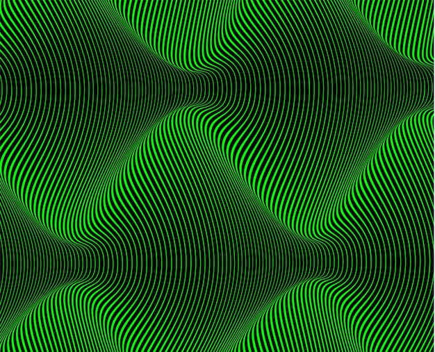 Vector abstract background of green lines curved.