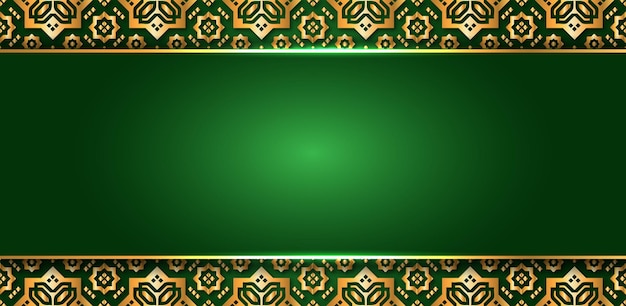 Abstract background green vector with ornament islamic gold