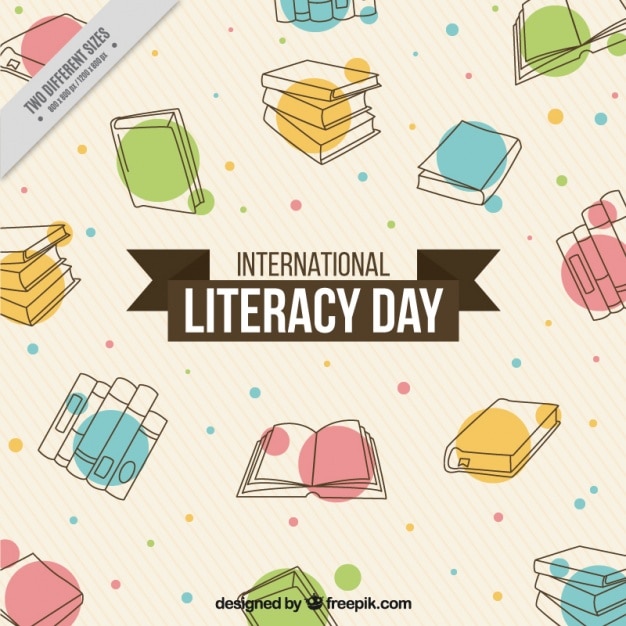 Vector abstract background of hand drawn books for literacy day