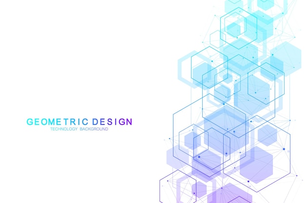 Абстрактный фон гексагональные молекулярные структуры в технологии фона и научном стиле.