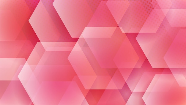 Abstract background of hexagons and halftone dots in red colors