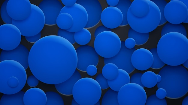 Abstract background of holes and circles with shadows in blue colors