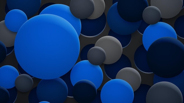 Abstract background of holes and circles with shadows in blue and gray colors