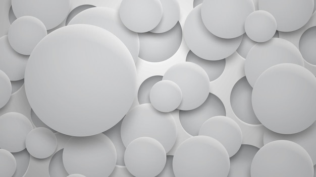 Abstract background of holes and circles with shadows in gray colors