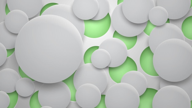 Abstract background of holes and circles with shadows in green and white colors