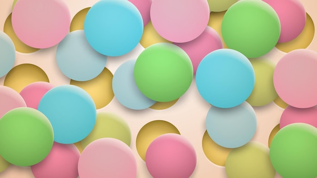 Abstract background of holes and multicolored circles with shadows