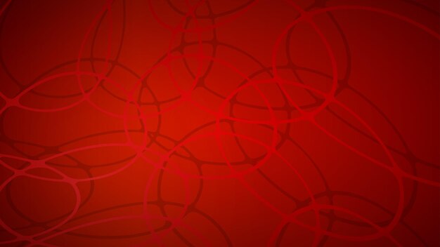 Abstract background of intersecting circles with shadows in red colors