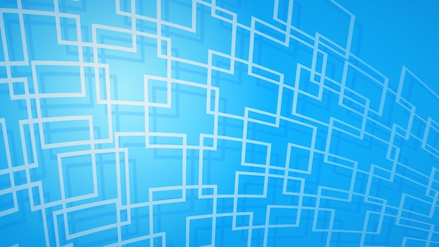 Abstract background of intersecting squares with shadows in light blue colors