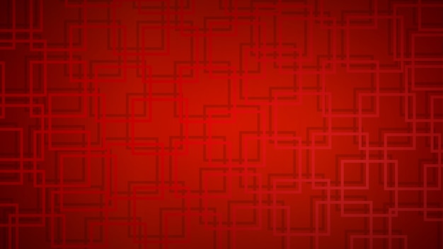 Abstract background of intersecting squares with shadows in red colors