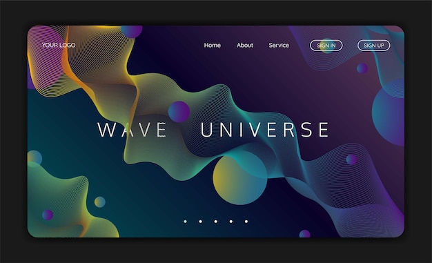 Vector abstract background for landing page wave universe