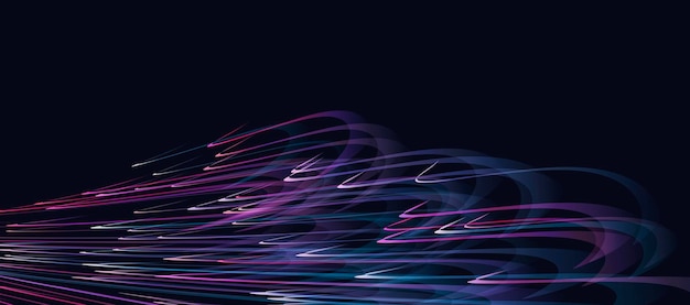 Abstract background of lights moving in chaotic directions and forming futuristic graphic