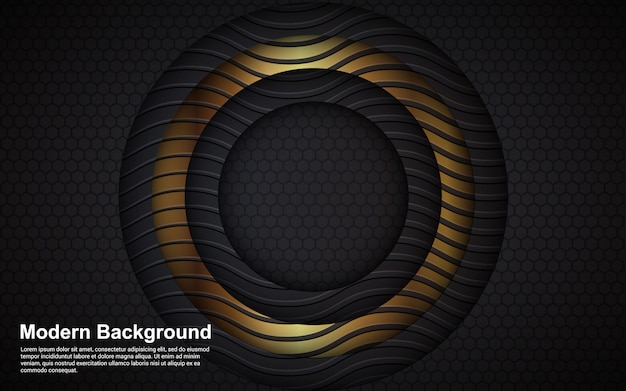 Abstract background luxury black and golden color modern