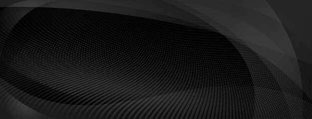 Abstract background made of curves and halftone dots in black and gray colors