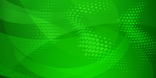 Abstract background made of halftone dots and curved lines in green colors