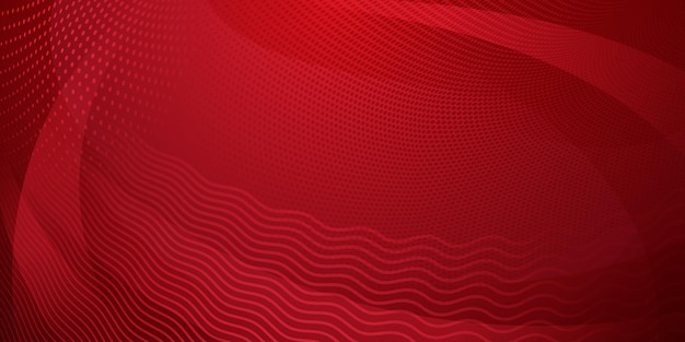 Abstract background made of halftone dots and curved lines in red colors