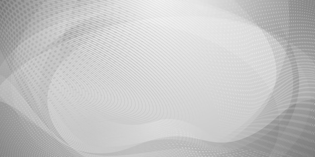 흰색과 회색 색상의 하프톤 도트와 곡선으로 구성된 추상 배경