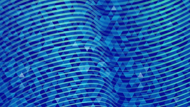 Abstract background made of small blue triangles and curved lines