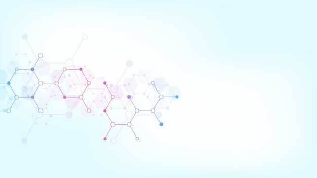 Sfondo astratto di molecole. strutture molecolari. concetto scientifico, tecnico o medico.