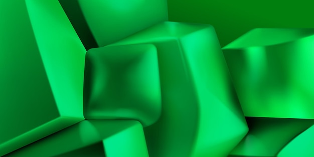 Вектор Абстрактный фон кучи трехмерных кубиков и других фигур со сглаженными краями в оттенках зеленого цвета