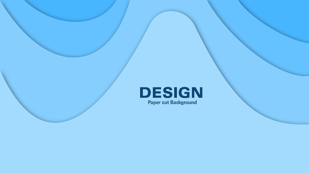 紙のカット スタイルで波状の青い図形の抽象的な背景。