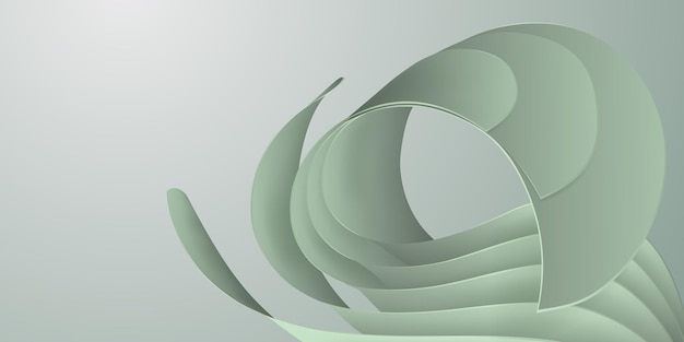 Вектор Абстрактный фон изогнутых объемных поверхностей в светло-зеленых тонах