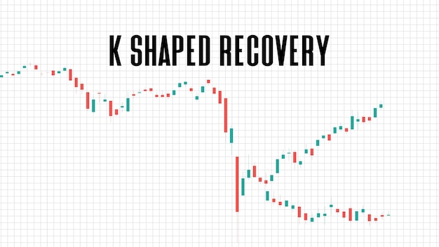 Абстрактный фон k-образного восстановления фондового рынка на белом фоне