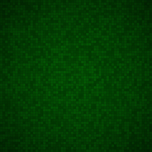 濃い緑色の小さな正方形またはピクセルの抽象的な背景