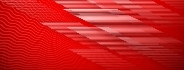 붉은 색으로 직선과 물결 모양의 교차 선의 추상적 인 배경
