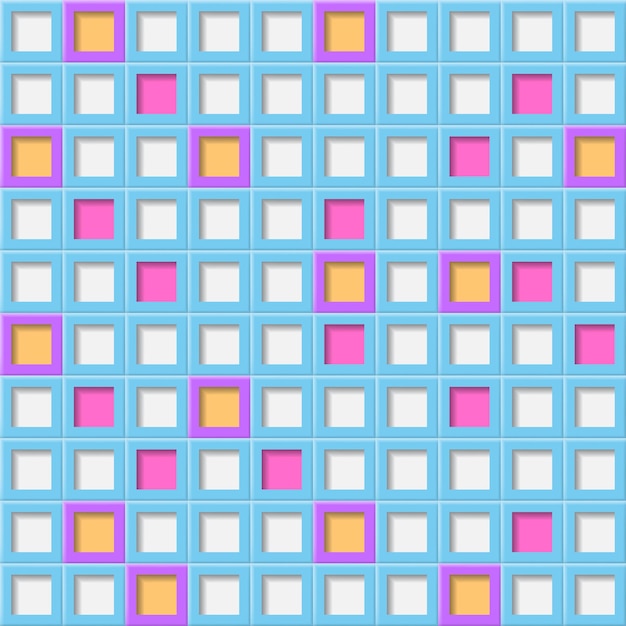 Абстрактный фон или бесшовные модели плитки с квадратными отверстиями в белом, голубом и фиолетовом цветах
