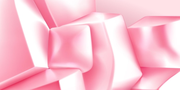 明るいピンク色の色合いで滑らかなエッジを持つ 3 d 立方体やその他の形状の山の抽象的な背景