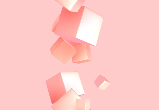 Vector abstract background pink color with 3d cubes. geometric object block, pattern square. vector illustration