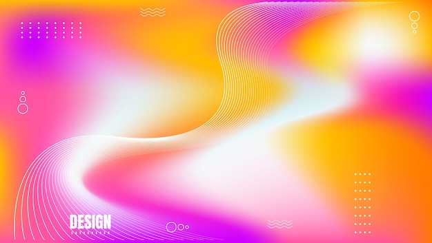 Abstract background in pink and orange color with wavy lines vector illustration