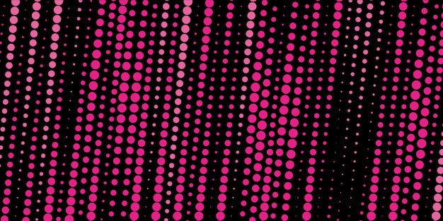 Vector abstract background of polka dots in pink purple colors on a black background