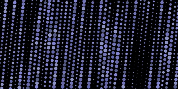 Abstract background of polka dots in very peri purple and violet colors on a black background