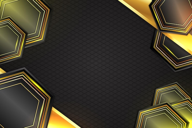 Абстрактная форма многоугольника фона с черным и золотым цветом