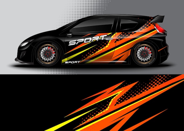 Vector abstract background racing sport car for wrap decal stickers design and vehicle livery