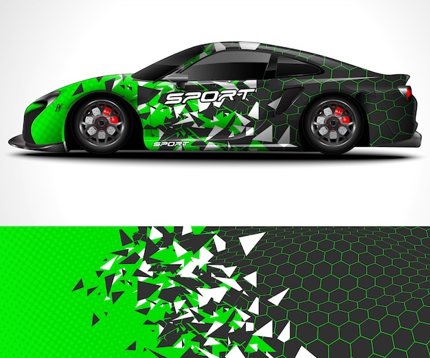 Vector abstract background for racing sport car wrap design and vehicle livery