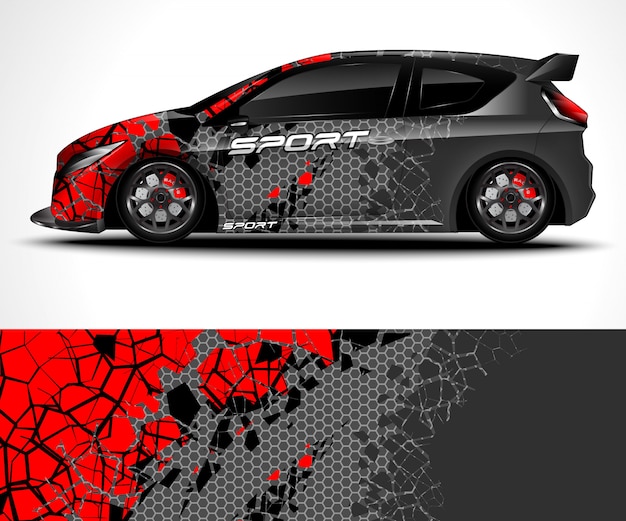 Vector abstract background for racing sport car wrap design and vehicle livery